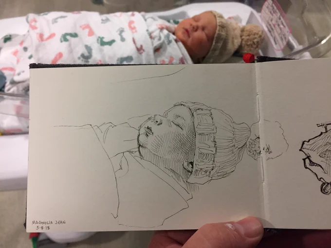 Magnolia Jean Heaston, born Monday May 7, 2018. Mom and baby are doing great. #newbaby #sketchbook #magnoliajean 