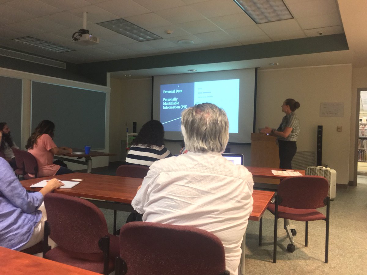 A session on GDPR being delivered by <a href="/HeatherSolos/">Heather Solos</a> at #WPChs. Oh, and did I mention cake? And pizza! Great presentation. #wp #wordpress <a href="/wpCHS/">WordPress Charleston</a>