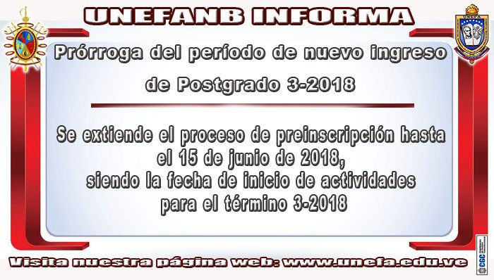 21215_ale's tweet photo. #UnefanbInforma #PrórrogaPreinscripción  #NuevoIngresoPostgrado Neriogalban1 https://t.co/b0xat08aSI