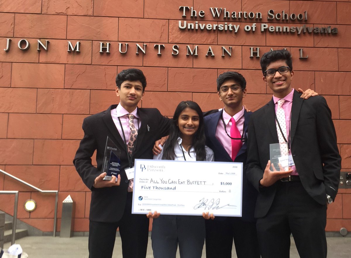 VA_GreatFalls's tweet photo. Congrats @WhartonHS 2018 1st Prize Global Finale winners #AllYouCanEatBuffett @WarrenBuffett team for donating $5K prize money to @langley_2020+@Chantilly_HS! #SachinMuralidhar #SidharthMuralidhar #SuchetTaori #MaansiTaori. TY, amazing @langleyhs alum @jackabraham, @Nate_maizch. https://t.co/uUMRi26FYJ