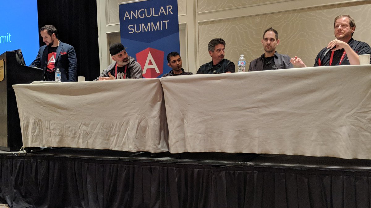 zendigital's tweet image. #AngularSummit Experts panel with @MichaelCarducci @gerardsans @looselytyped @yfain @danielzen and Peter Pavlovich disussing #webworkers #AI #testing and everything #angular @nofluff