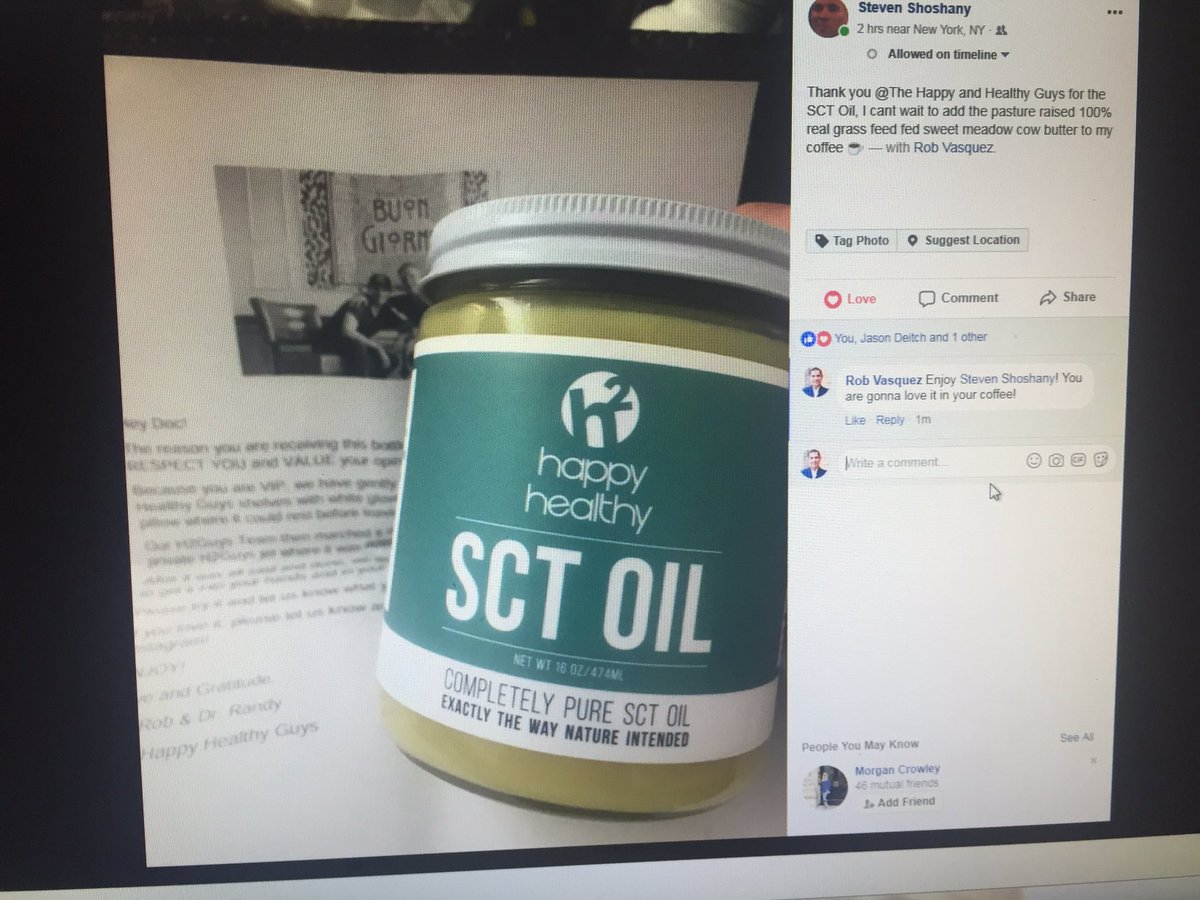 RandyBJohns's tweet photo. Our latest artisan batch of Pure Organic #SCTOIL has found another Happy Healthy home!  More jars of this #MetabolicSuperfood are up for adoption so go now and get yours today! #REALfoodnutrition #FatsAreFuel #KETObolicMethod #EatFatBurnFat #ShortChainFats #TheHappyHealthyGuys https://t.co/PTAC4jNZnT