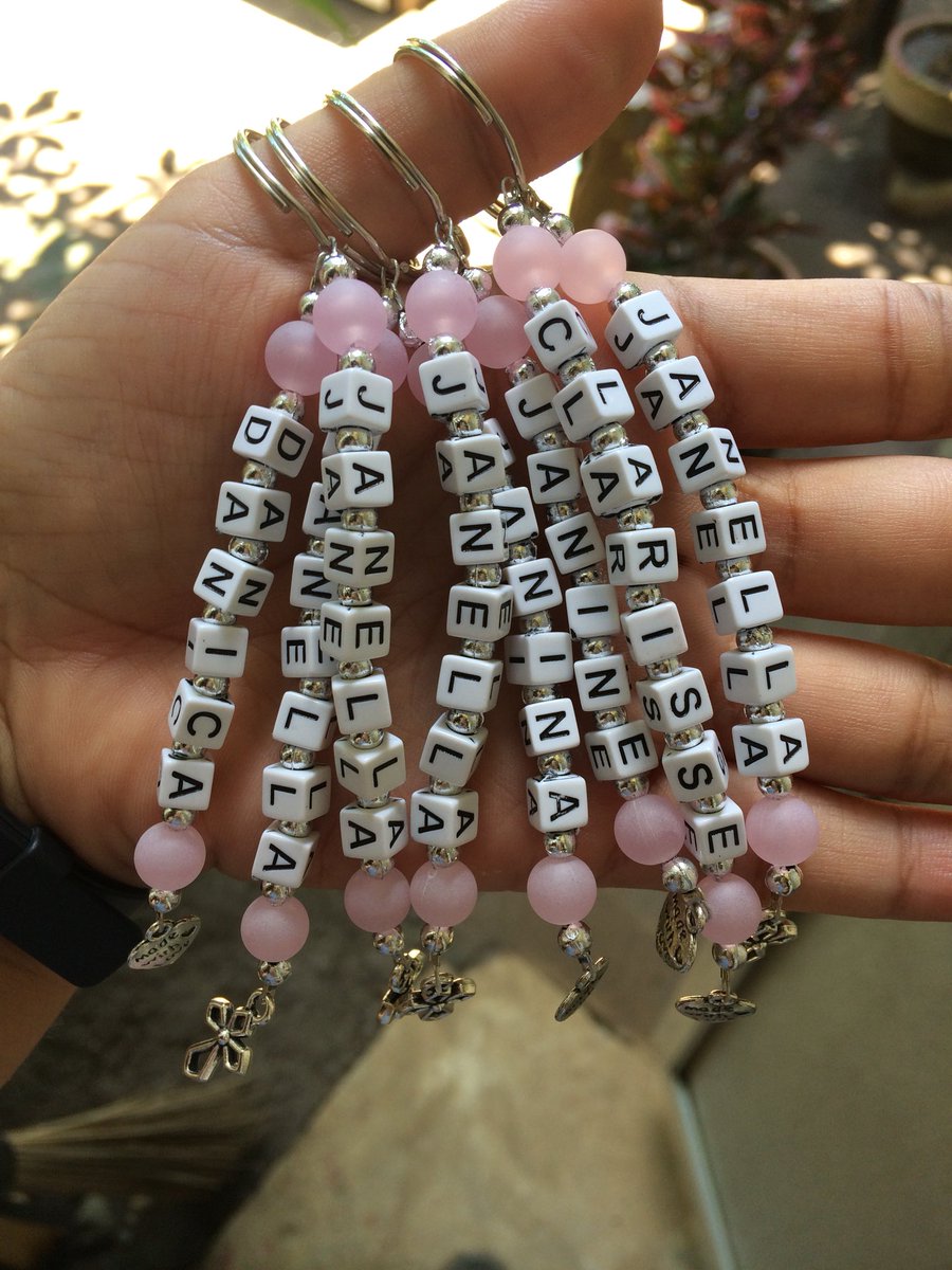 Letter Beads Personalized Letter Keychain Alphabet Beads Keychain