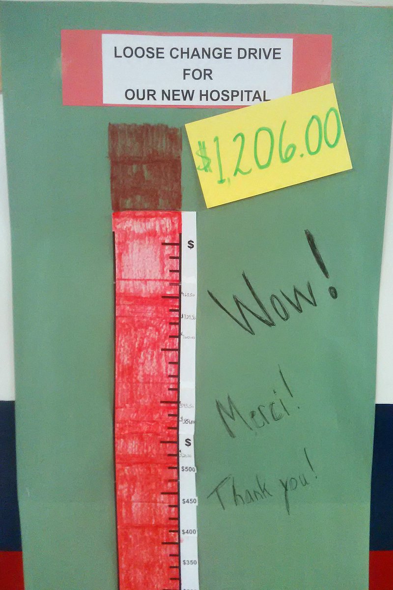 JamesMcQueenPS's tweet photo. Wow! Thank you! Merci! What a wonderful community... we have exceeded our goal for our loose change collection... all for our new #GrovesHospital Official presentation scheduled for next week. #proud #Fergus https://t.co/EXOYOfTLeT
