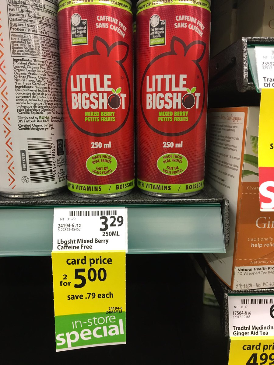 LittleBigShotCA's tweet photo. Super deal at @saveonfoods this week. Get your #naturalboost #vitamins #minerals #bc #alberta #getoutside #nocaffeine #nojunk #electrolytes https://t.co/bzyEVGxzd1