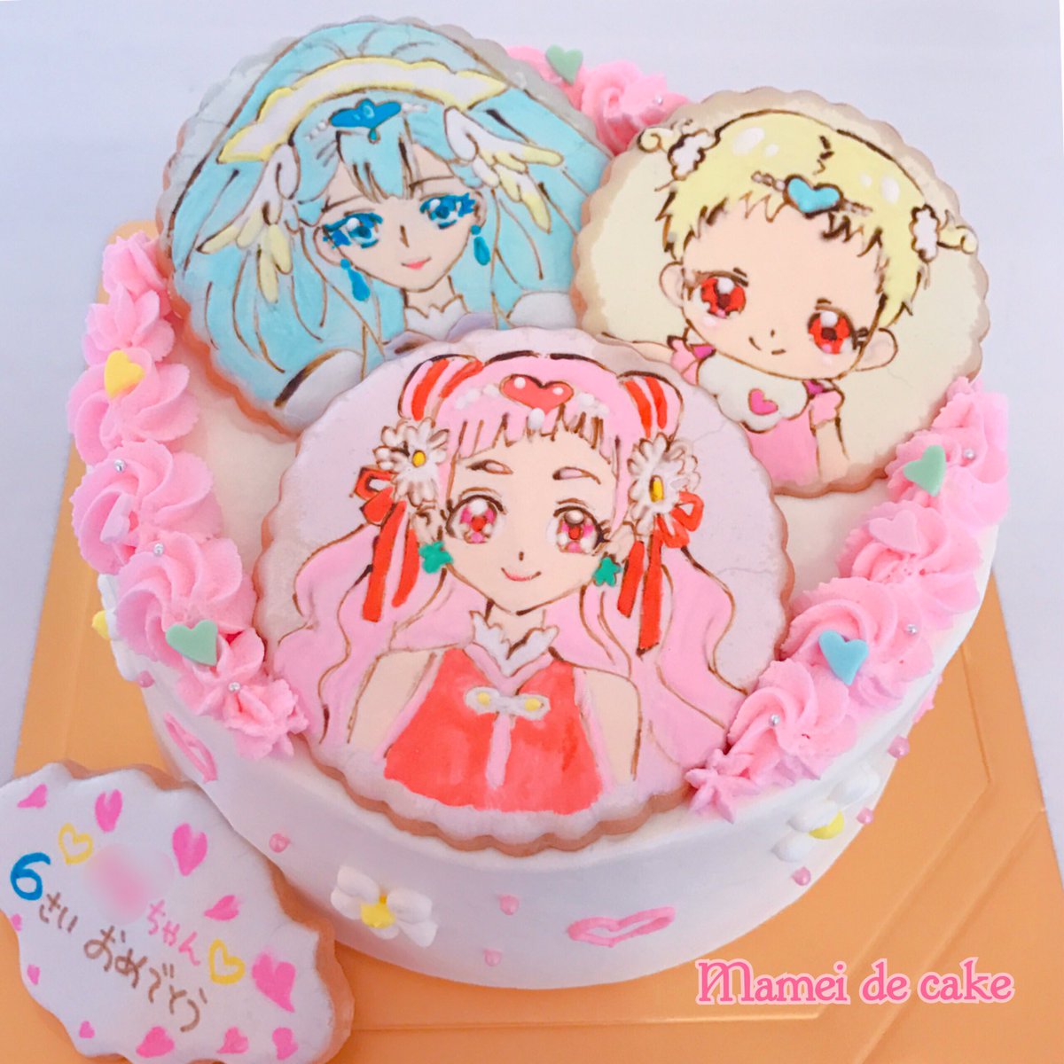 ট ইট র Mamei De Cake マーメイドケーキ プリキュアがどんどん進化していっています ペインティングクッキーで淡く可愛く ケーキ オーダーケーキ キャラクターケーキ プリキュア はぐっとプリキュア 似顔絵ケーキ 誕生日 ケーキ ピンク お誕生日