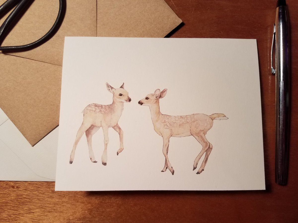 Excited to share the latest addition to my #etsy shop: Frolicking Fawns Folded Note 10 Pack etsy.me/2rvcLXY #papergoods #foldednotecard #greetingcard #stationery #fawnstationery #deerstationery #fawncard #deercards #deernotecards