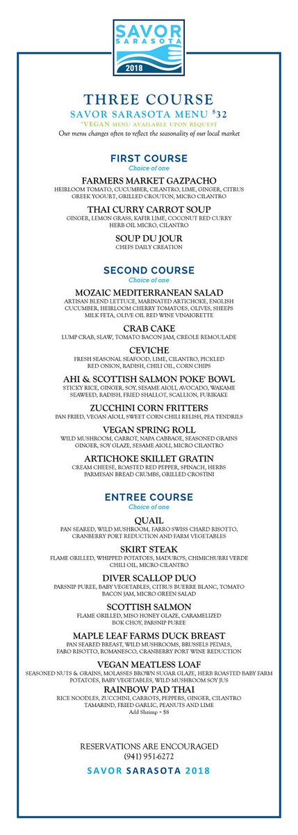 MozaicOnMain's tweet photo. MOZAIC IS KICKING OFF 
SAVOR SARASOTA EARLY THIS YEAR!
JOIN US STARTING THIS EVENING AND CONTINUING THRU JUNE 14!
Fabulous Three-Course Dinner Menu...$32
(941) 951-6272
https://t.co/qAmkfcZELn https://t.co/zLfBjuHsOz