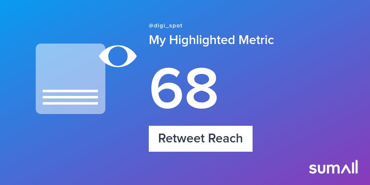 My week on Twitter 🎉: 2 Likes, 1 Retweet, 68 Retweet Reach. See yours with sumall.com/performancetwe…