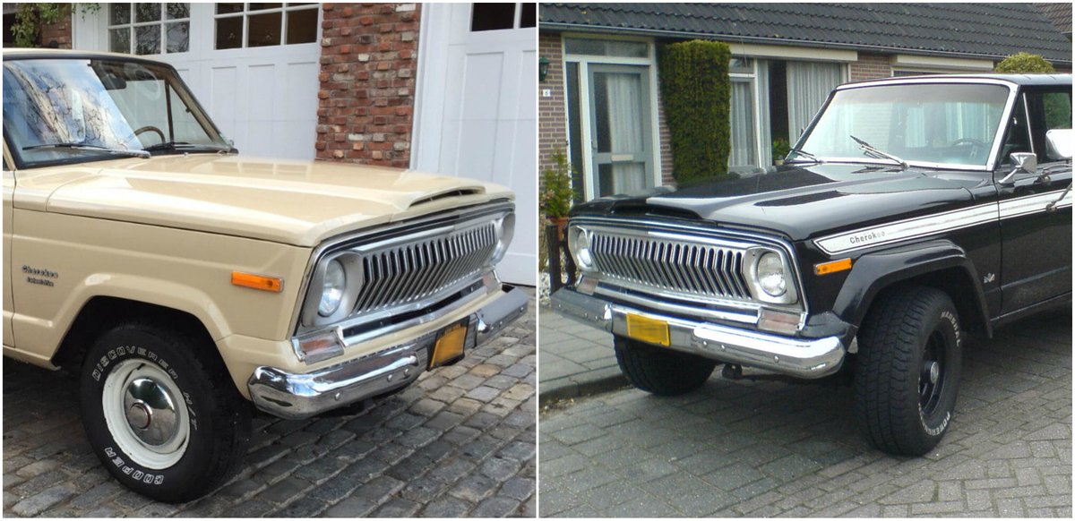 MyNewJCD's tweet photo. The #Jeep #Cherokee has gracefully aged through the generations! Which color do you think is more attractive on this classic Jeep? Like this post of you choose the cream color. If you're a fan of the black classic, leave a comment below! #TBT https://t.co/ELZmLNB0vs