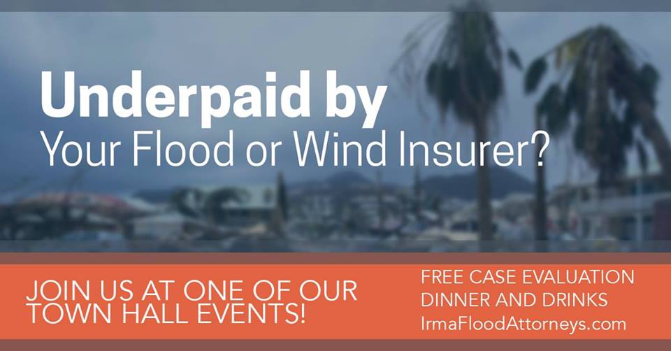 wmclaw's tweet photo. Hit hard by Irma? Worried insurance companies are trying to underpay your wind or flood damage claim? We can help! Join us for a town hall meeting through the 26th in Key Colony Beach, Duck Key, Marathon, and Big Pine Key. Visit https://t.co/qa5KUqw20Y for locations and times. https://t.co/pUwmOgcZ8m