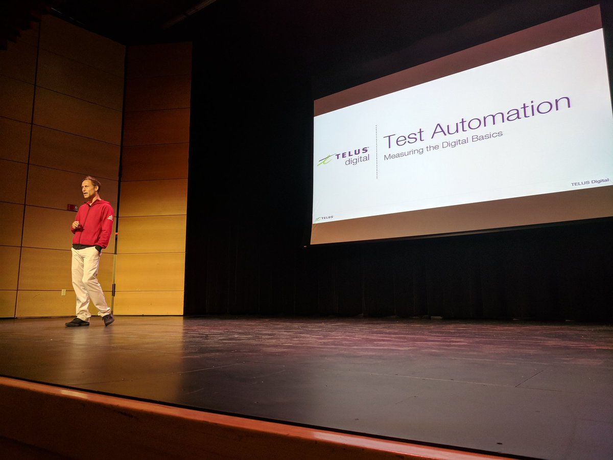 explodeconf's tweet image. Josh Arndt from @telusdigital starting up his talk on test automation (he put this thing together with less than 12 hours of notice!) #ExplodeConf18