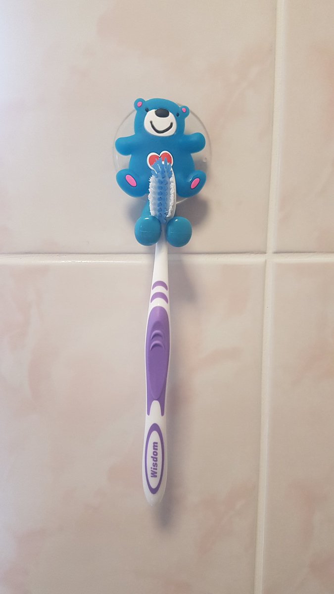 ThePeteBateman's tweet photo. There's nothing childish about a  bear with big blue balls holding your toothbrush. It was bought purely for practicality. https://t.co/RtBhzGHIL0
