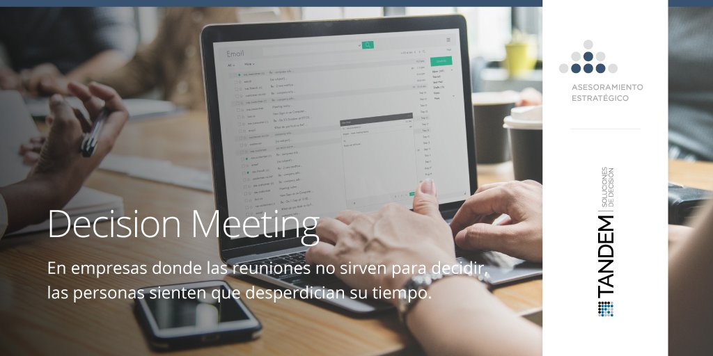 En empresas donde las reuniones no sirven para decidir, las personas sienten que desperdician su tiempo, y por lo general, lo aprovechan contestando mails o simplemente pensando en otra cosa. Tandem cuenta con soluciones para revertir esta situación: lnkd.in/euSWhJd