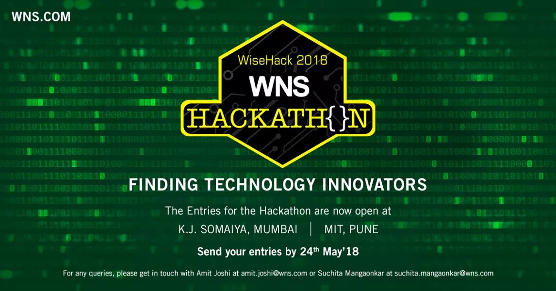 vinilchacko's tweet photo. Here’s your chance to shine! Apply for #WiseHack2018 - #WNSHackathon, a unique platform providing you ample opportunity to showcase your technology skills and win a chance to join #WNS for a 6-month internship and carve a career with a global #BPM leader. @wnscareers @amitjoshi2 https://t.co/XTgioJTt2I
