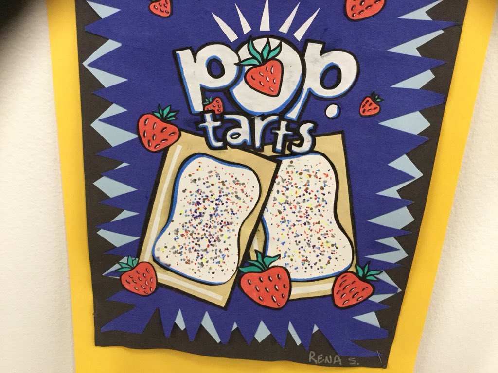 durantexhs's tweet photo. This drawing of Pop Tarts conveys that there are other things in life that could bring us happiness. #xaverianartshow https://t.co/EfyFv9375C