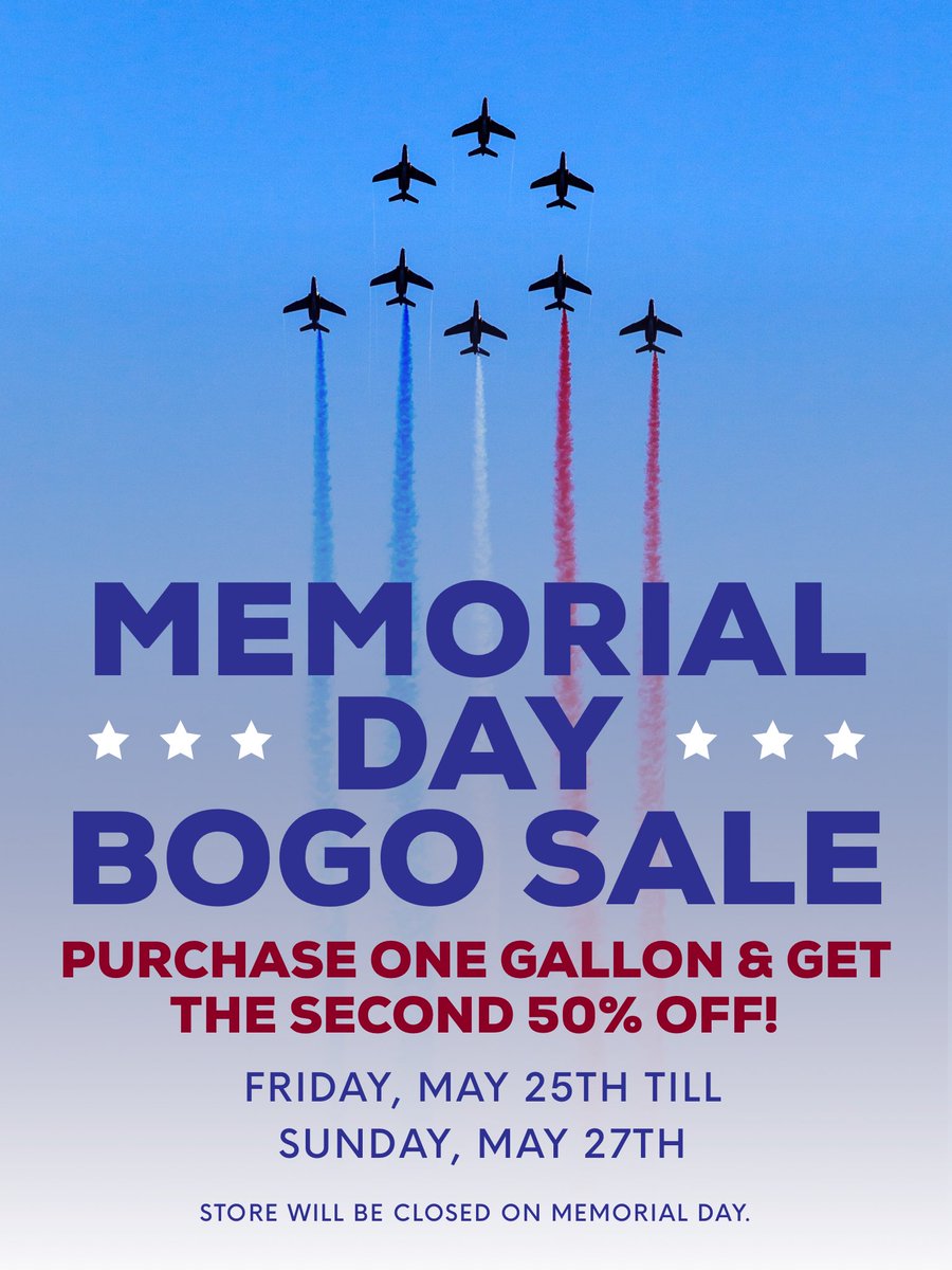 Gallon BOGO sale is back for the Memorial Day weekend! Starting tomorrow, purchase one gallon and get the second gallon 50% off! #gallonsgalore #americantea #memorialdayweekend