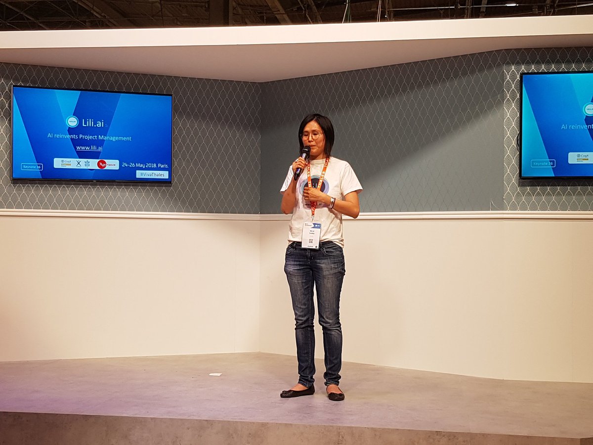 Last inspiring startup pitch of the day on the <a href="/thalesgroup/">Thales Group</a> Lab: Lili.ai "9 projects out of 10 don't deliver value within bugdet and timeline. Our solution: AI for project management" Discover more on their booth #VivaThales #VivaTech #AI