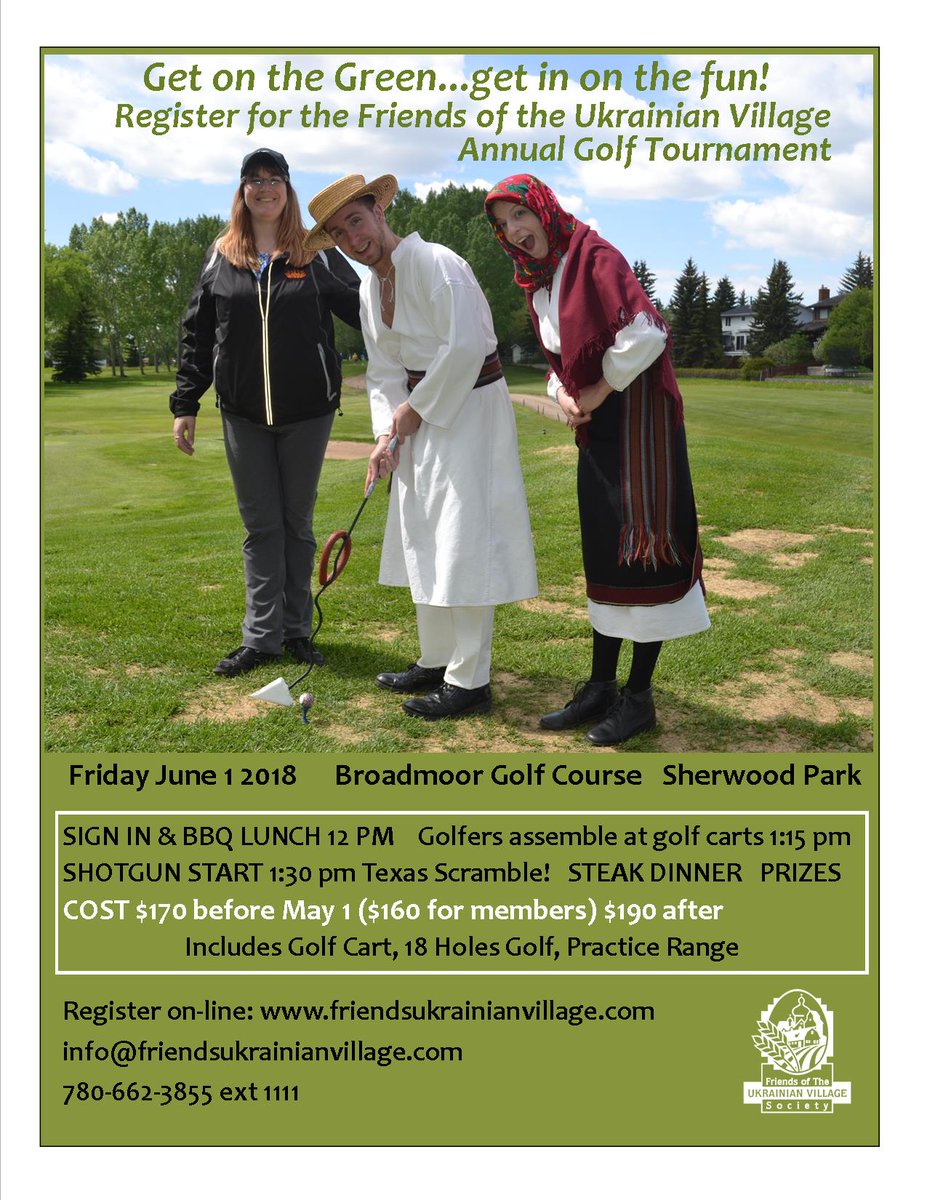 FOUVS's tweet photo. Calling all golfers! Register today for our super fun annual golf tournament on June 1, 2018 at https://t.co/xHmT9bS9Kx! All money raised goes to the #WhatsAFarmWithoutABarn campaign!  #golf #yeg #abertahistory #albertaculture https://t.co/zWJ9nabRjt