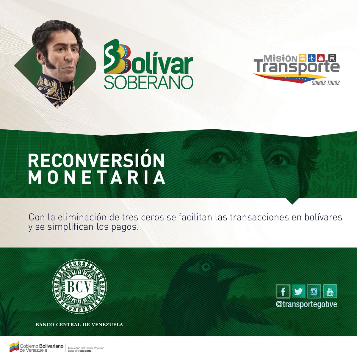 La reconversión monetaria 2018 dará soporte a una nueva era de crecimiento en el contexto de la renovación económica.
__

#SeguimosAvanzando
#MisionTransporteSomosTodos
#DialogoPazYProsperidad