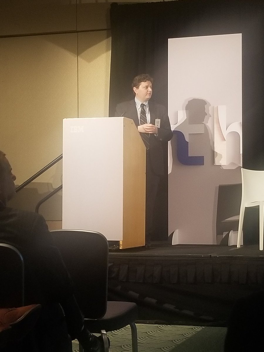 TSG_KevinT's tweet photo. IBM's CIO, Fletcher Plevin, speaking about the reliance of IBM on the cloud in their daily business. #thinkgov2018 https://t.co/ER2eR5u0zw