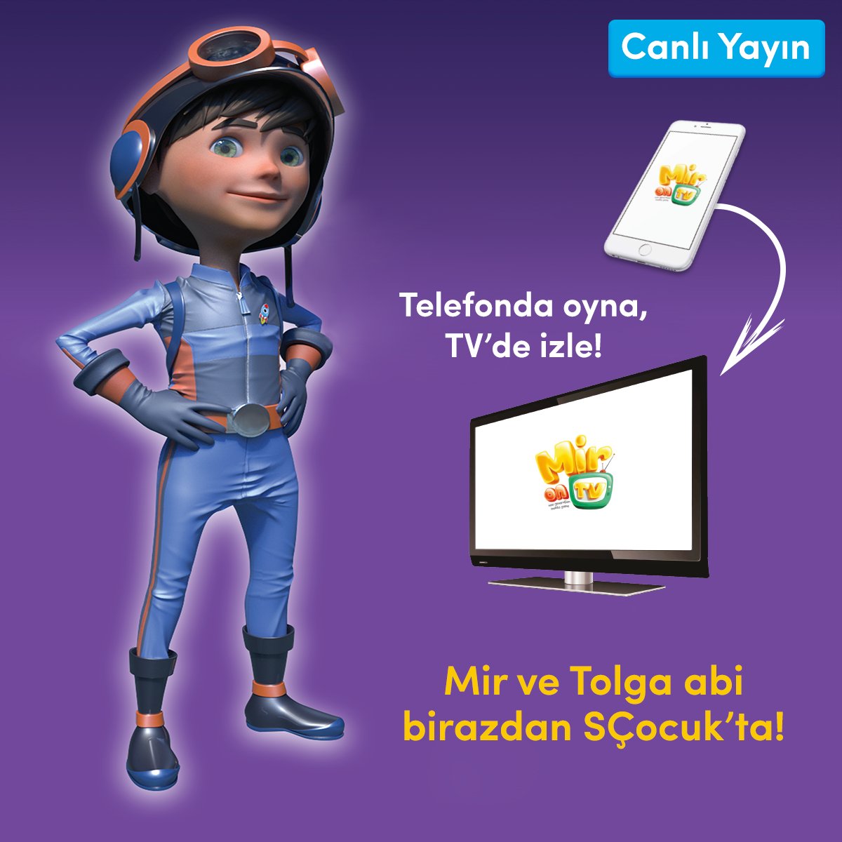 Mir ve Tolga Abi birazdan başlıyor.🤩 Haydi, sen de ekran başındaki yerini al, canlı yayındaki eğlenceye ortak ol. #mirontv #mir #TolgaAbi #oyun #game #online #yarışma #eğlence #sçocuk #canliyayin #tv