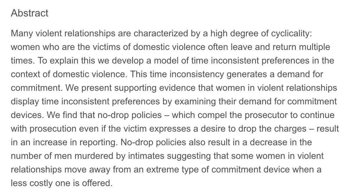Aizer and Dal Bó (2009) "Love, hate and murder: Commitment devices in violent relationships” https://doi.org/10.1016/j.jpubeco.2008.09.011