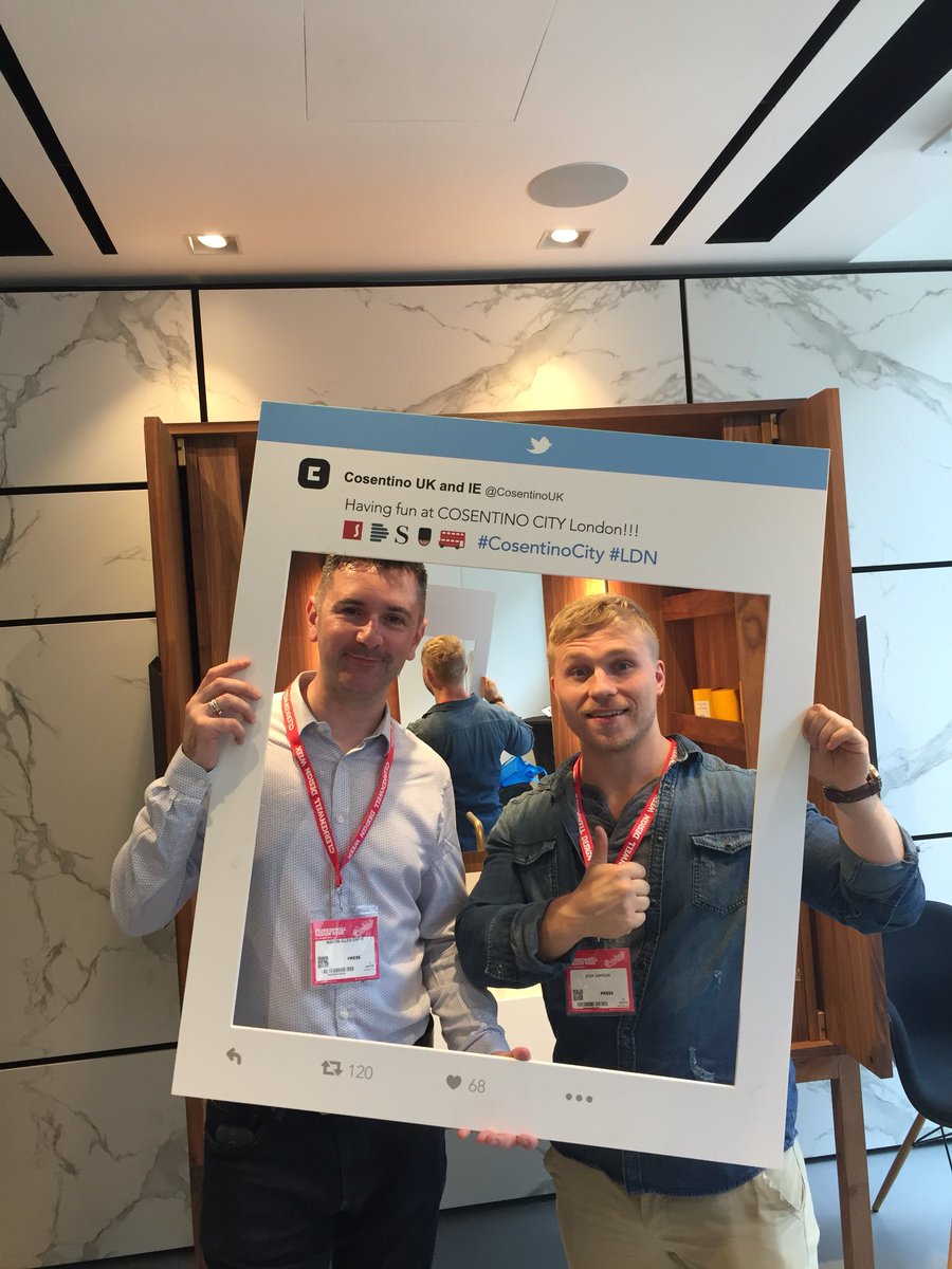 Editor Martin Allen- Smith (@MartinAllenSmth ) and @Josh_kbeye having fun at @CosentinoUK @CDWfestival #cosentinoCity #CDW18