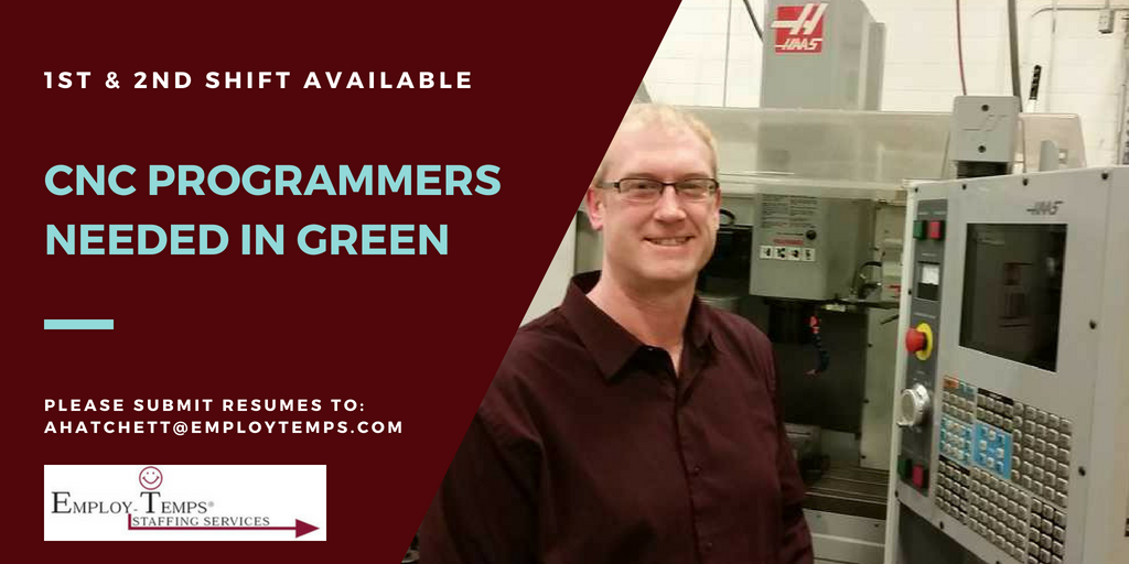 EmployTemps's tweet image. CNC Programmer needed in Green 

1st &amp;amp; 2nd Shift Available

Pay is based on Experience

Call 330-494-9243
#cnc #cncprogrammer #machinework #employtemps #hiring #applynow #green
