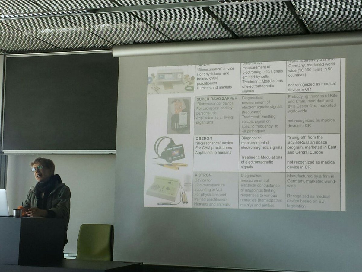 DataAsMovement's tweet photo. Fascinating talk by Tereza Stöckelová from @Sociologicky &amp; @CBScph about technologies in alternative medical data practices and the entanglements with biomedicine: Devices for electronic acupuncture! #DASTS18 https://t.co/e8UrUINl0r