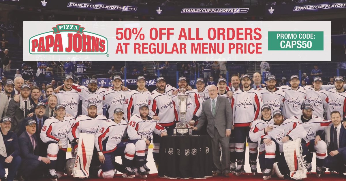 The celebration continues, we’ll be giving away another 20 FREE PIZZAS in honor of the <a href="/Capitals/">Washington Capitals</a> making it back to the finals for the first time in 20 years!! Just RT and Follow for your chance to win one! 
#CAPS50🍕 
#ALLCAPS 

Drawing will occur at 5pm on Monday,  5/28/18.