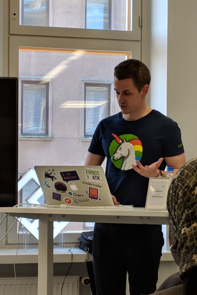 GDGHelsinki's tweet photo. @koorankka live coding a @flutterio app at  @CodemateLtd https://t.co/Sd4Vdtrmfn