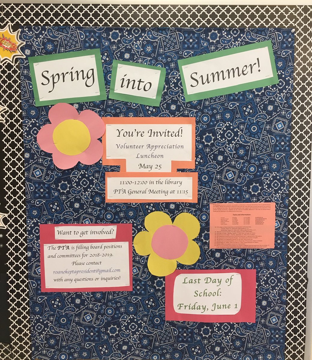 It’s time to show appreciation to all the VOLUNTEERS, join us for a treat💖. 11a-12n &amp; 11:15 AM we will have a PTA general meeting and introduce the new board.😊