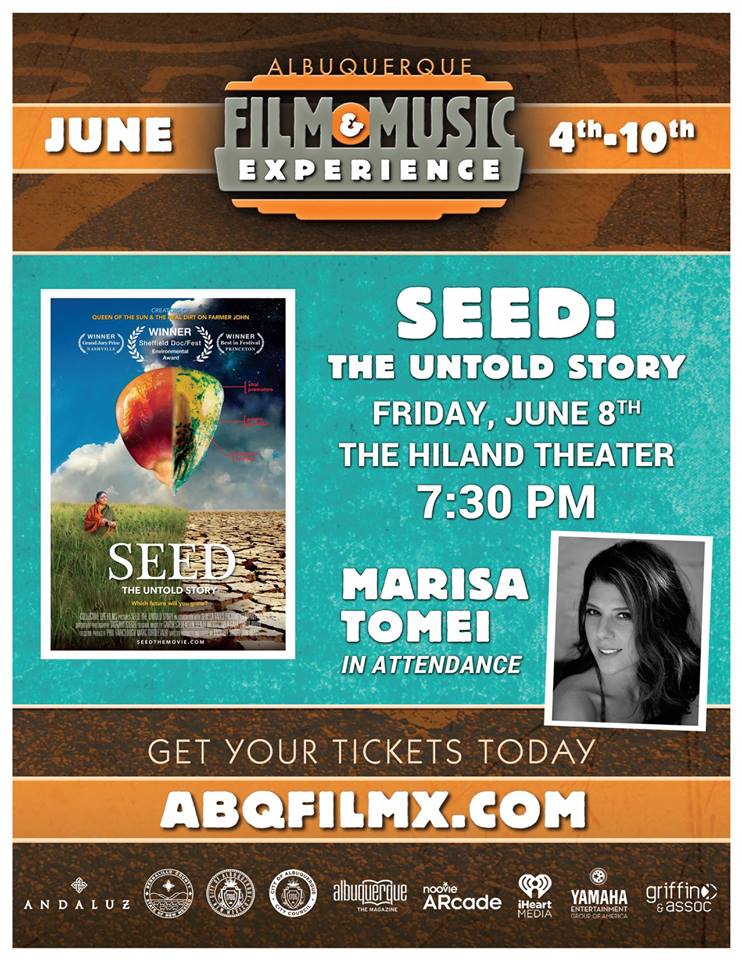 WhatsNoovie's tweet photo. Not to plant ideas in your head, but @Seed_TheMovie is a must see(d). If you're in the #Albuquerque area, @marisatomei is presenting it at @ABQFilmX on June 8. Grab your tickets here: https://t.co/sgueQ7tlQn #AFME2018 https://t.co/BxjLHaR06r
