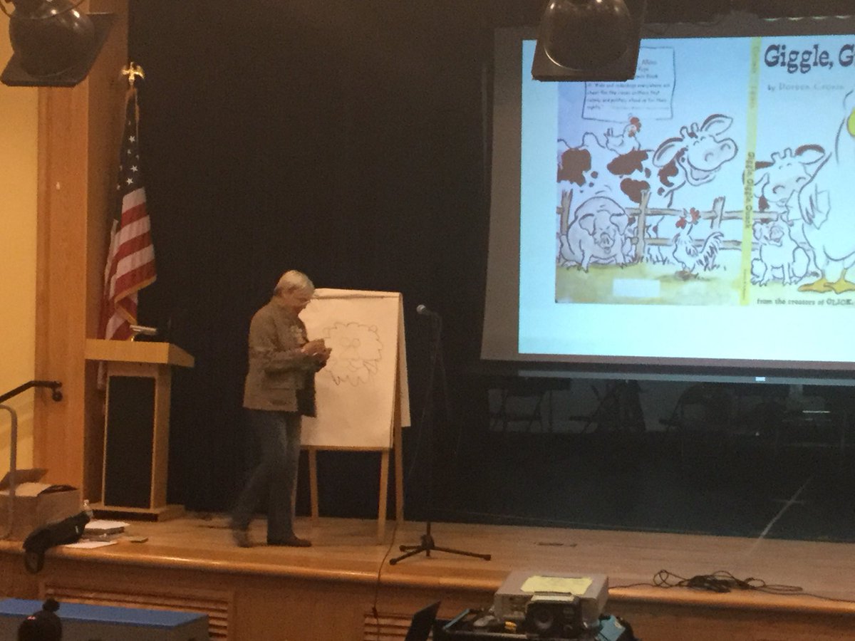 Fist grader’s author visit with Betsy Lewin. She shared some tricks of the trade to help everyone draw a lion. 
#handsonmindson