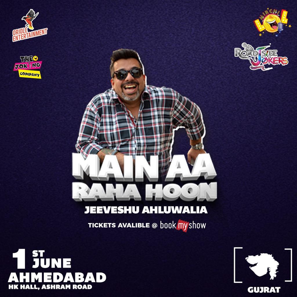 roadsidejokers's tweet photo. Suno Suno duniya ke logo,
Check out the Roadside Jokers ka logo!! Yes we are bringing @jeeveshu to #ahmedabad #surat and #vadodara along with @orioleentertainmentofficial @radiomirchi and @thejokingcompany
TICKETS AVAILABLE ON #bookmyshow https://t.co/uRsrQ8Rqvs