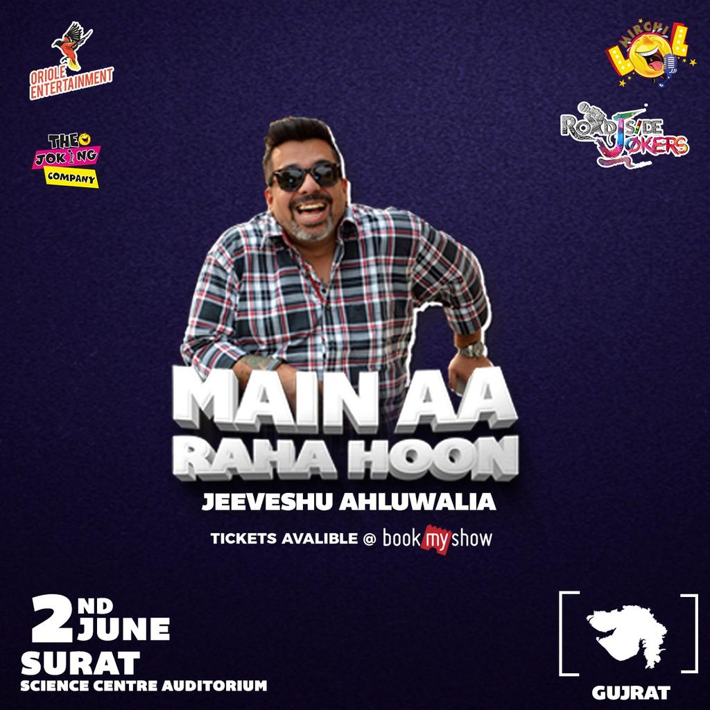 roadsidejokers's tweet photo. Suno Suno duniya ke logo,
Check out the Roadside Jokers ka logo!! Yes we are bringing @jeeveshu to #ahmedabad #surat and #vadodara along with @orioleentertainmentofficial @radiomirchi and @thejokingcompany
TICKETS AVAILABLE ON #bookmyshow https://t.co/uRsrQ8Rqvs