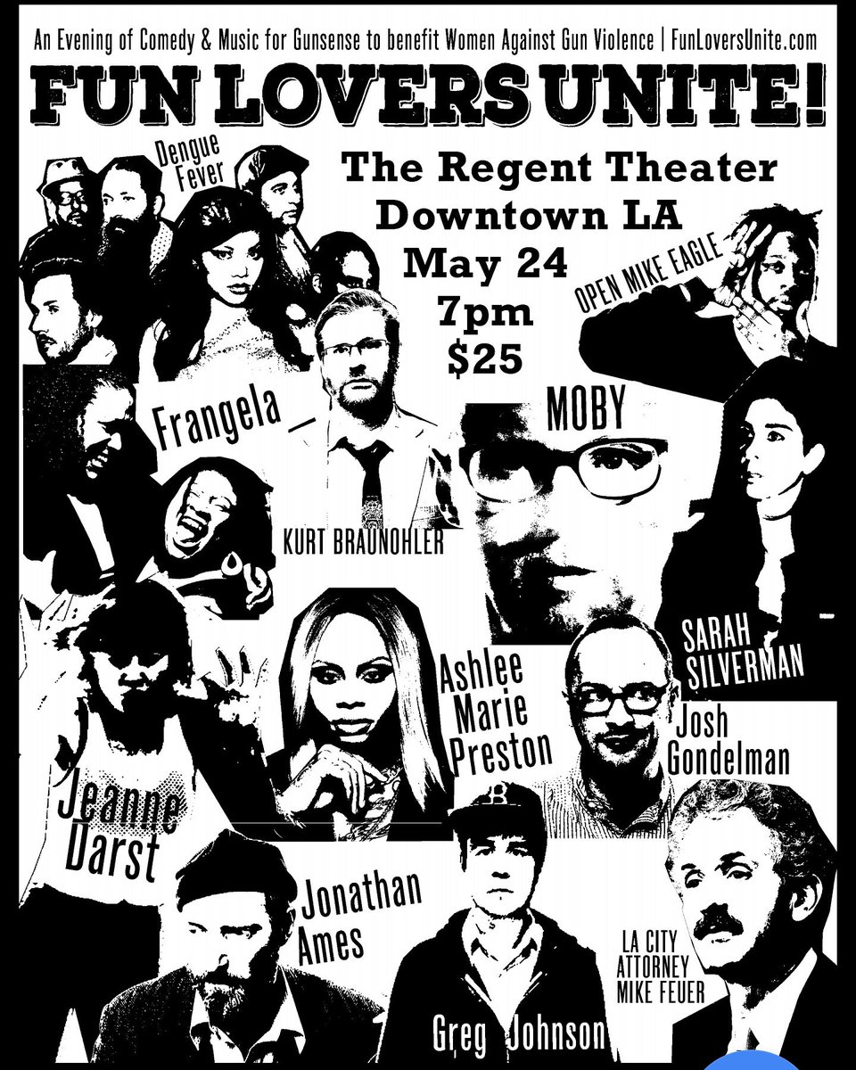 Mike_Eagle's tweet photo. tonight in LA to benefit Women Against Gun Violence with @SarahKSilverman @joshgondelman @kurtbraunohler and many more @FunLoversUnite https://t.co/gC2vpoSnzu