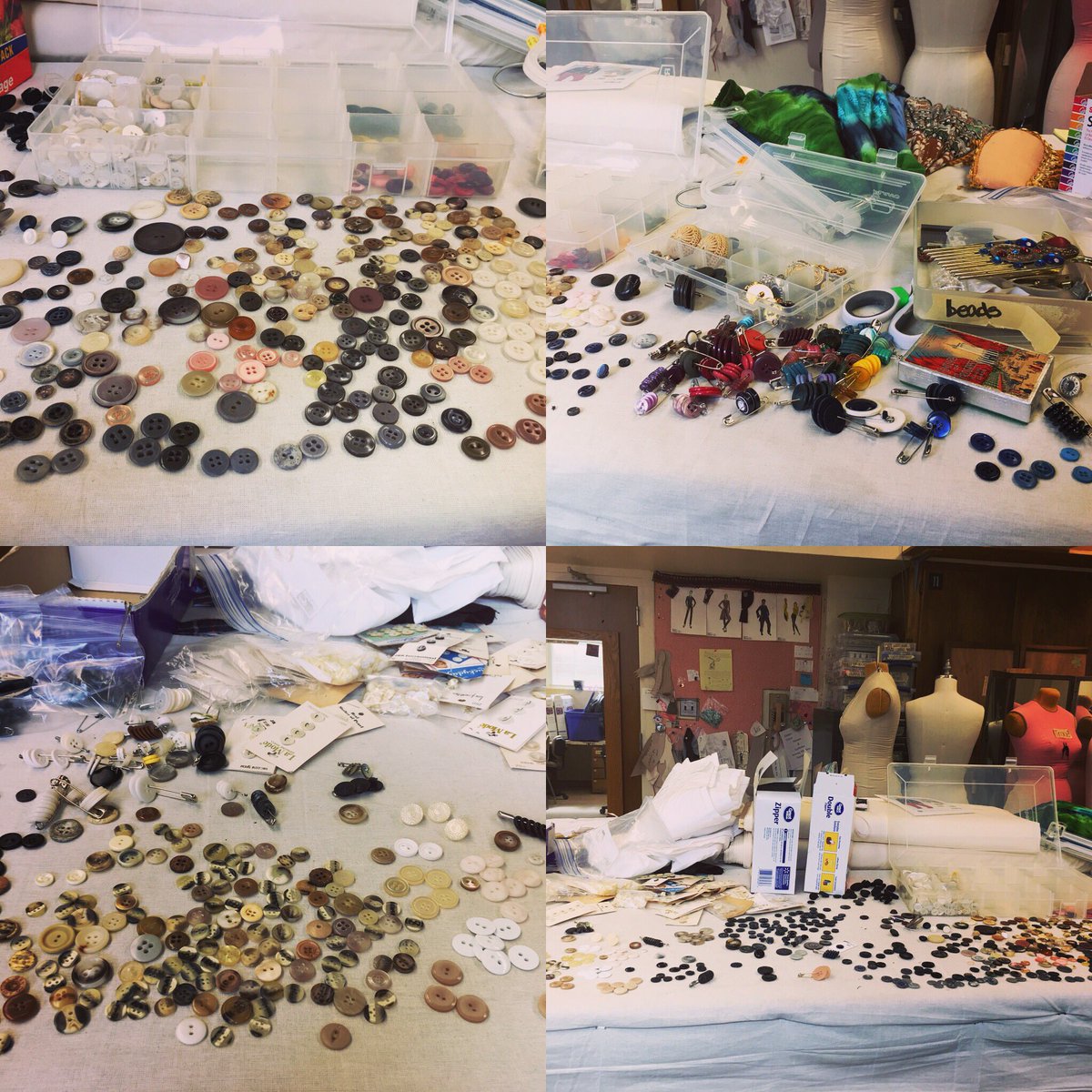 The Great Button Extravaganza is well underway! Thanks to @thecalebmurphy for the jumpstart on this; look for the transformation! #latechtheatre #costumeshoplife #costumeorganization #buttons