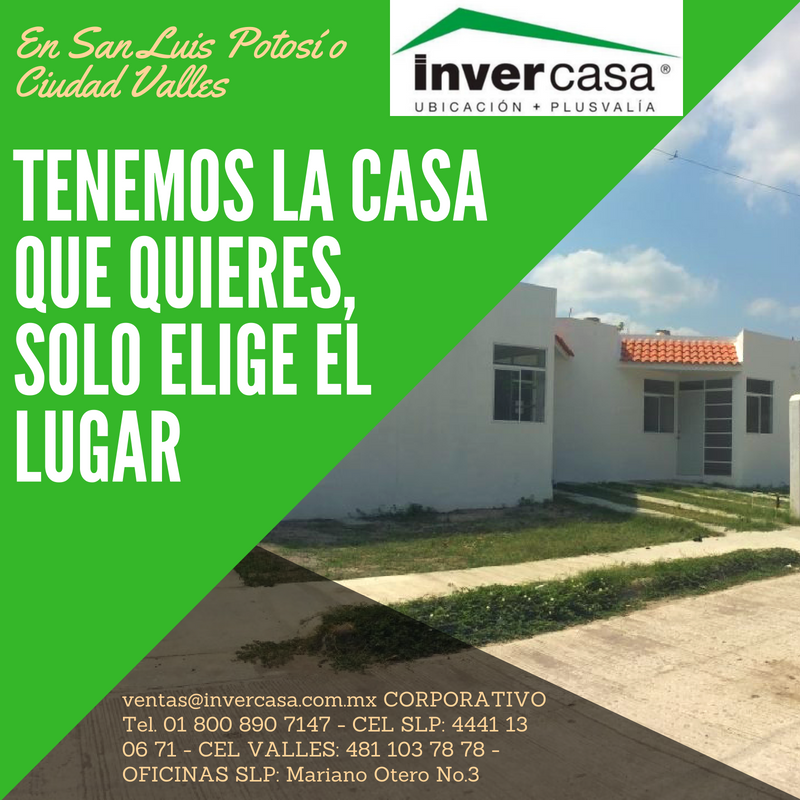 invercasaslp's tweet photo. Donde quieras vivir en S.L.P. nosotros te ayudamos. Llámanos al (444) 113 671! #FelizJueves #InverCasa #SLP https://t.co/JtbAx9Iq6v