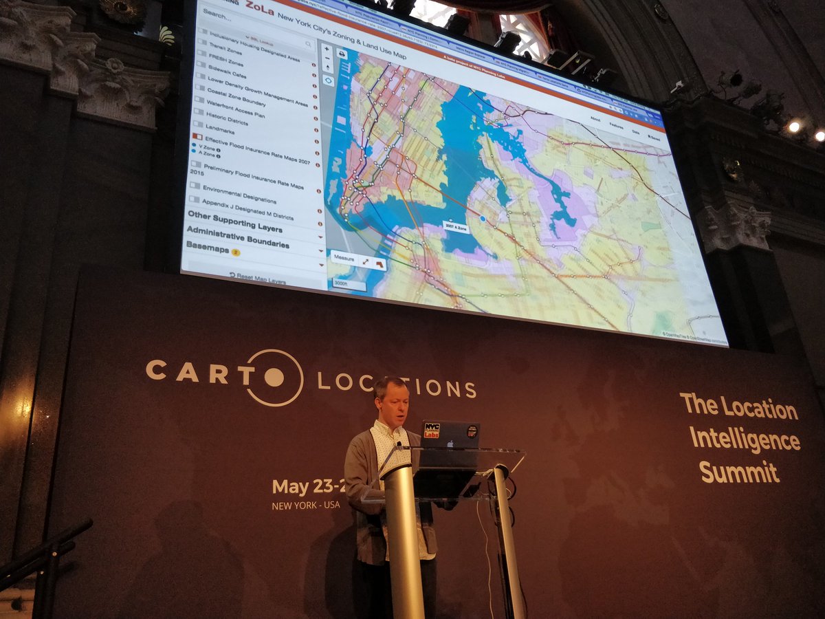 FloBroderick's tweet photo. Live demo of the @nycplanninglabs ZoLa solution built with @CARTO at #CARTOLocations https://t.co/glnJ7XmDsg
