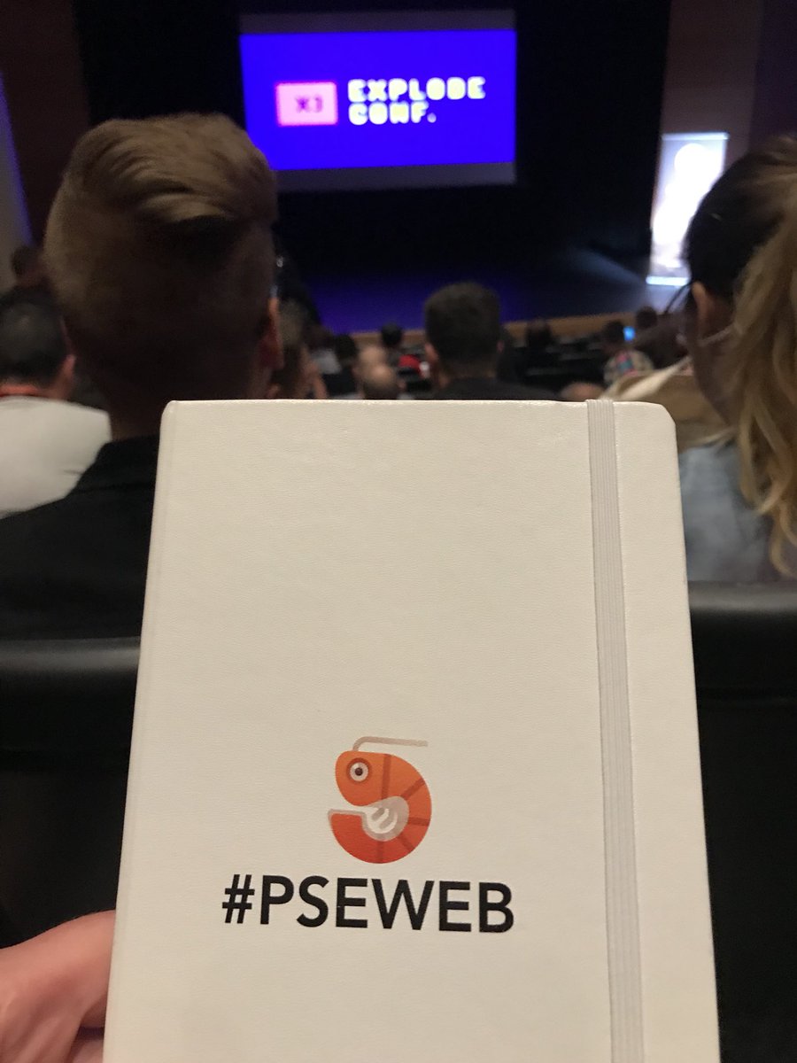 juliabeltrano's tweet image. Using my @psewebconf speaker swag to take notes today at #ExplodeConf18 💕🍤 #alltheconferences