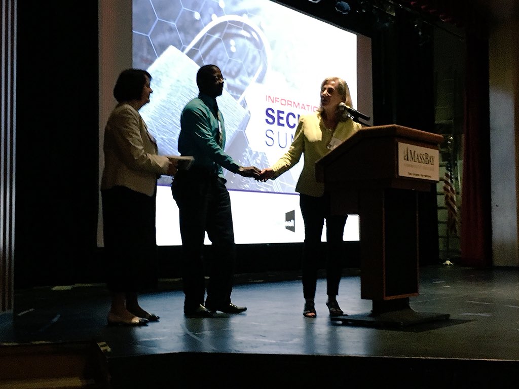 MassBayPrez's tweet photo. Thank you @Towerwall, @MichelleDrolet2, guest speakers, and vendors who joined us for our annual Information Security Summit. A packed day of learning about the latest in security technology and raising money for student scholarships at the same time! #summitbuzz18 https://t.co/21zgx53Lje
