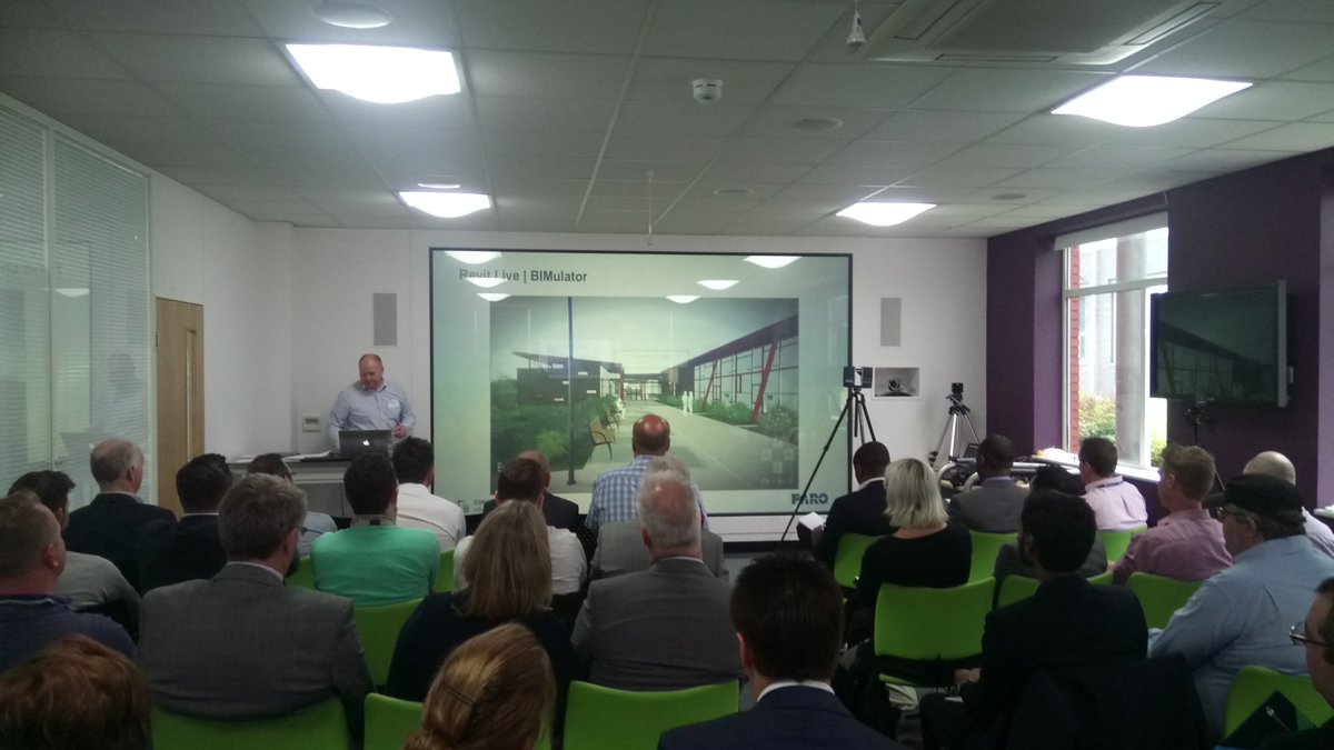 MrPaulBoden's tweet photo. @ScanthatJack from @FARO_HQ explains the advantages of Data Capture for Refurbishment using HD Laser Scanning then hosting this information via @faroeurope Webshare facility and interaction in VR via @AutodeskRevit Live @SteamVR creating his #BIMulator workflow #RefurbBIM https://t.co/zCwn6zNccw