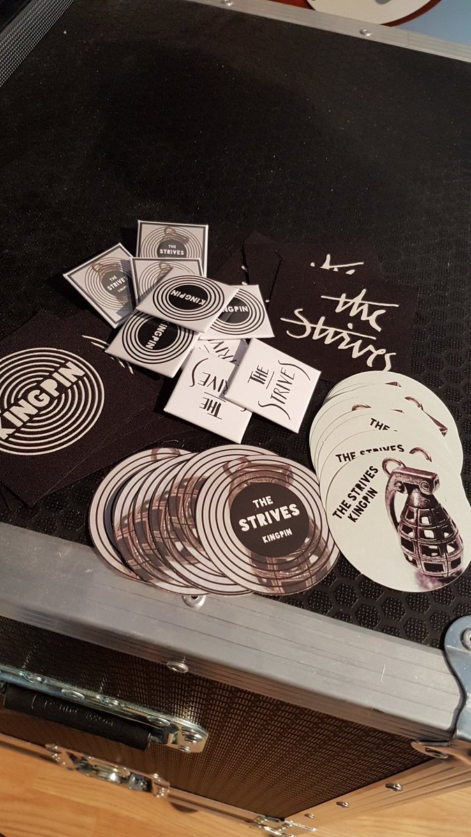 StrivesThe's tweet photo. NEW merch has arrived! Stickers, Badges &amp; Patches. Limitied in stock and only available at our gigs! Pick some up and get reppin. TS x

#kingpinEP #thestrives #imoutrecords https://t.co/GzVQYM2ngI
