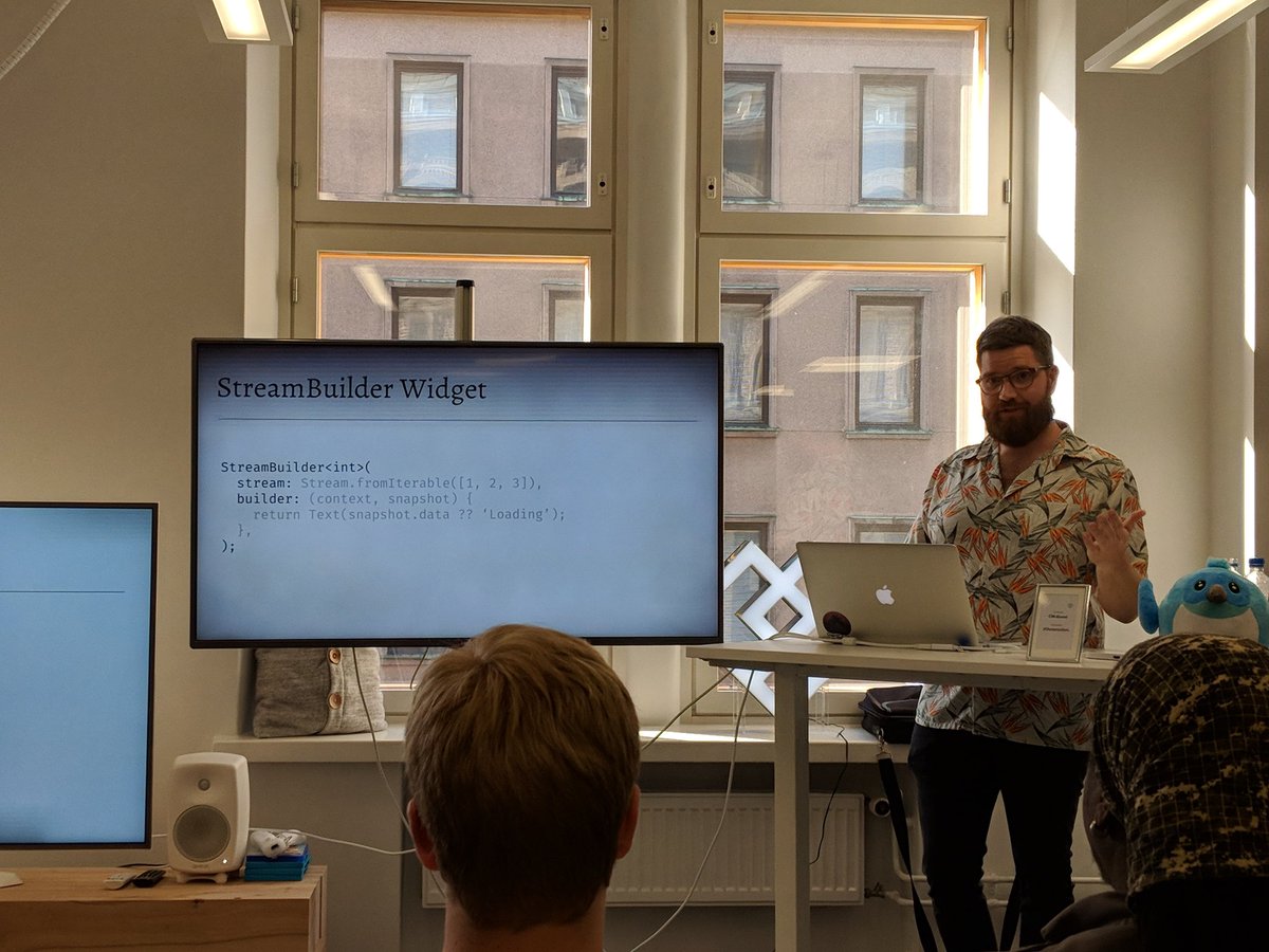GDGHelsinki's tweet photo. @brianegan talking @flutterio architecture, testing, streams and more https://t.co/7rFKaVsxQi