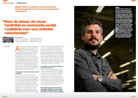 AltresEconomies's tweet photo. 🗞🗞 "Hem de deixar de veure l'activitat en l'Economia Social i Solidària com una activitat voluntariosa". No us perdeu aquesta entrevista a Álvaro Porro, comissionat #ESS, publicada a la revista .COOP 2018 @coopstreball https://t.co/7ElkSMhOcf A partir de la pàgina 56! https://t.co/OaC6N76v7z