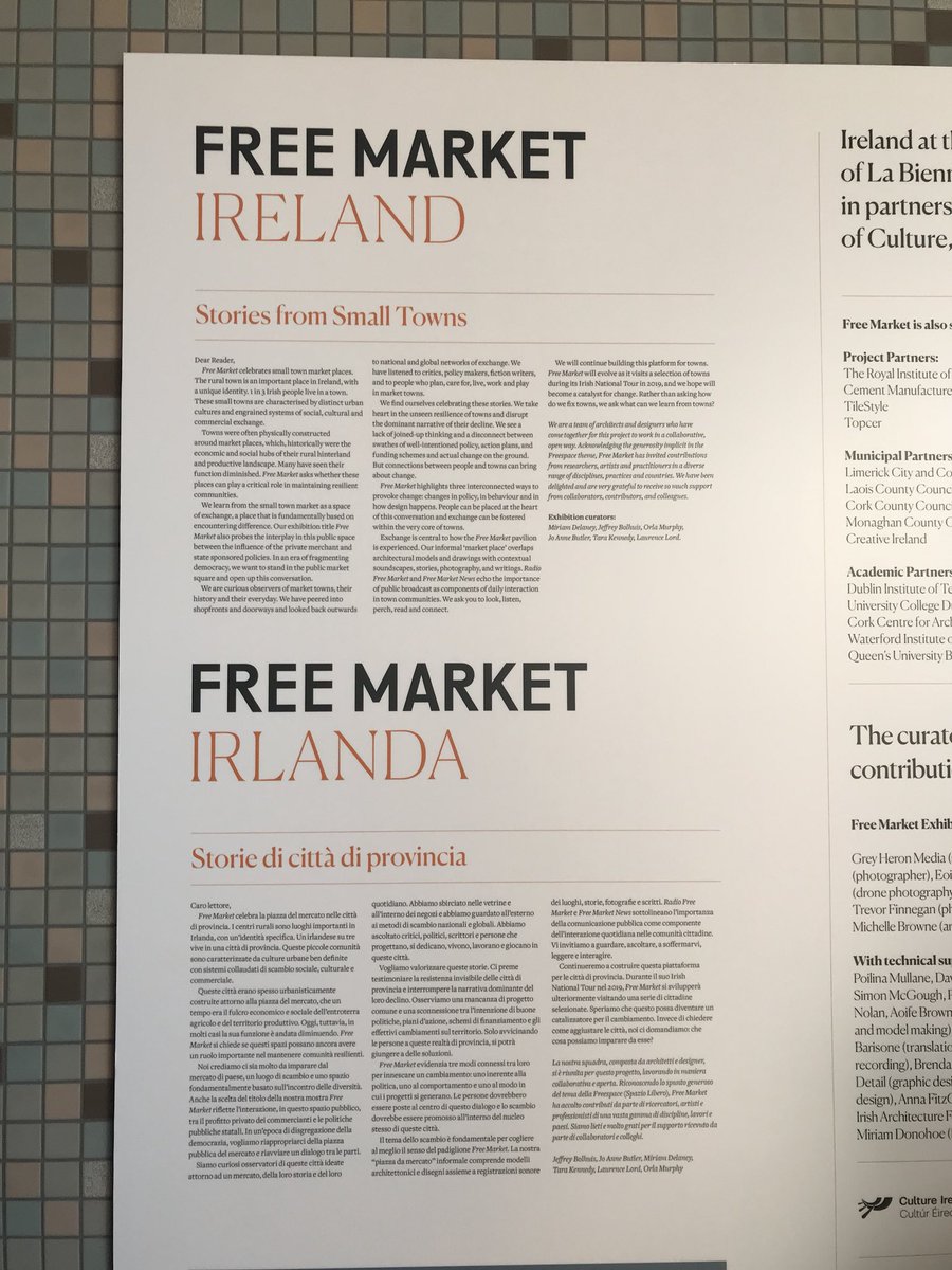 Proud to open 🇮🇪 Pavilion <a href="/freemarket_irl/">Free Market</a> on wonderful day for 🇮🇪 <a href="/la_Biennale/">La Biennale di Venezia</a> - great attendance of Irish architects, families &amp; supporters &amp; huge pride in achievement of #BiennaleArchitettura2018 curators Yvonne Farrell &amp; Shelley McNamara + #freemarket_irl magnificent six!