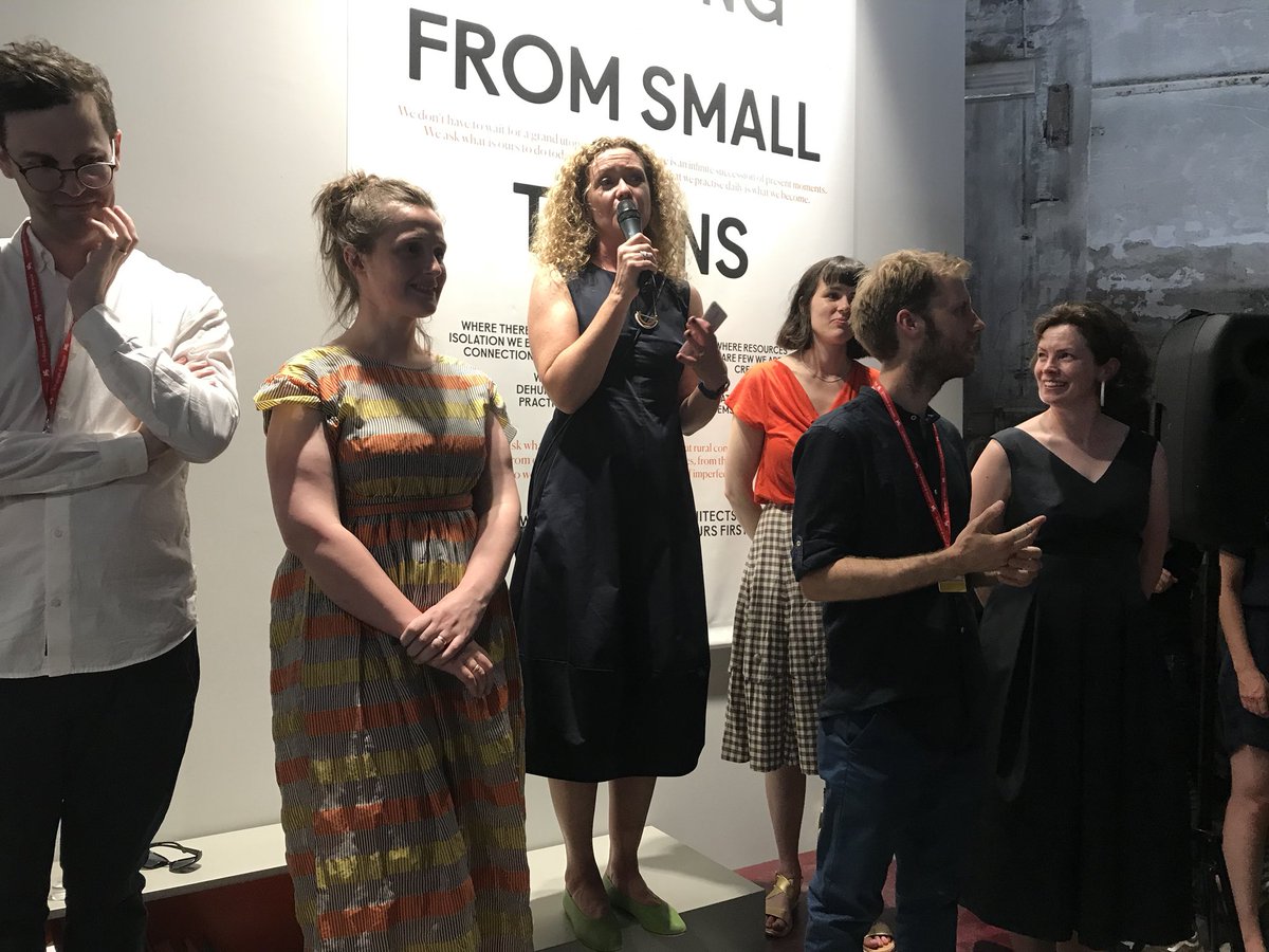 IrlEmbRome's tweet photo. Proud to open 🇮🇪 Pavilion @freemarket_irl on wonderful day for 🇮🇪 @la_Biennale - great attendance of Irish architects, families &amp; supporters &amp; huge pride in achievement of #BiennaleArchitettura2018 curators Yvonne Farrell &amp; Shelley McNamara + #freemarket_irl magnificent six! https://t.co/9DSDVfgCho