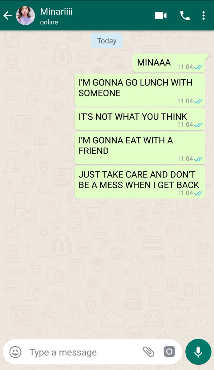 "Well then because it's almost lunchtime can i take you out to eat? I don't take No for answer" said Chaeng while Tzuyu is just flusterred and don't know what to say"W-ell I'm j-ust go-nna t-ext my fr-iend" Tzuyu said and she text Mina